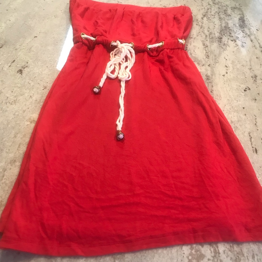 Saint Tropez West Womens Strapless Dress Sz M  Bright Red
